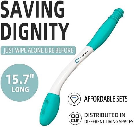 Fanwer Toilet Aids for Wiping Bottom - 15.7" Long Reach Comfort Butt Wiper Tools - Bottom Buddy Wiping aid Self Assist for Men, Women, Disabled,Elderly,Pregnant,and Back Surgery Recovery (2 Pack)