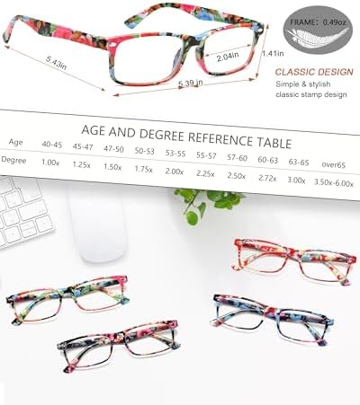 Reading Glasses for Women, Stylish Blue Light Blocking Readers, Ladies Eyeglasses, Fashion Computer Eye Glasses