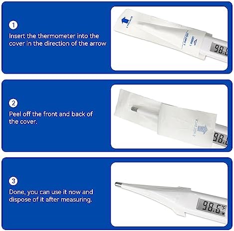 Berrcom Disposable Digital Thermometers Probe Covers Set of 100 Oral Rectal Thermometer Probe Cover Universal Thermometers Sleeves for Adult and Kids