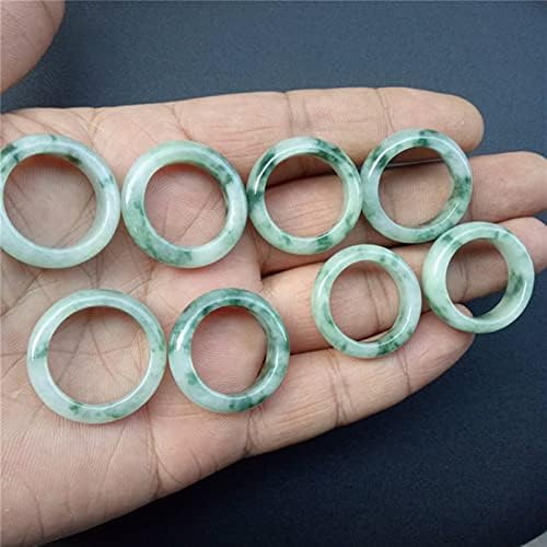 CAOMIAN Natural Myanmar Emerald Green Jade Rings Hand-Carved Jadeite Real Stone Jade Ring Jade Jewelry for Men Women (Ring Size : 7.5)