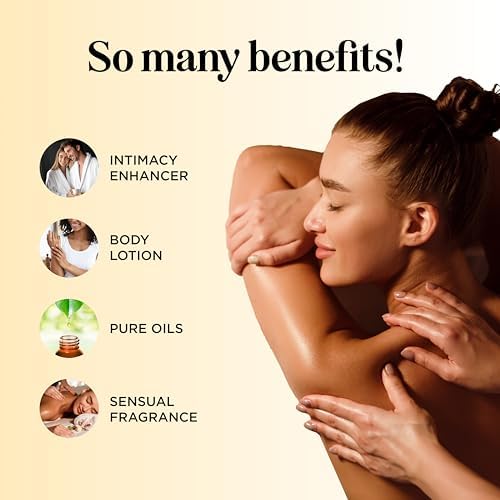 Tropical Massage Oil for Couples Relaxation - Full Body Massage Oil for Date Night with Smooth Gliding Coconut and Sweet Almond Oil with Mango Scent - Non GMO Gluten Free & Vegan (16 Fl Oz)
