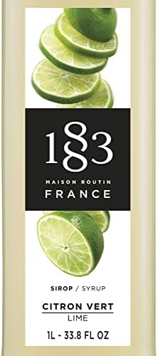1883 Lime Syrup for Drinks, Made in France, 1 Liter Glass Bottle