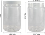 Pinnacle Mercantile Plastic Jars with Screw on Lined Lids 6 Pack 32 ounce Wide Mouth Food Storage Containers