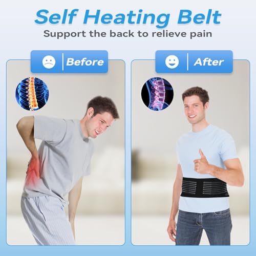 Back Support with Magnet, Tourmaline Magnetic Back Braces for Lower Back Pain Relief, Self Heating & Soothing Waist Band, Lumbar Support Belt for Herniated Disc/Sciatica(Medium)
