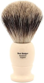 Edwin Jagger 5EJ877 Extra Large Best Badger Shaving Brush, Imitation Ivory for use with Shaving Cream or Soap for Men