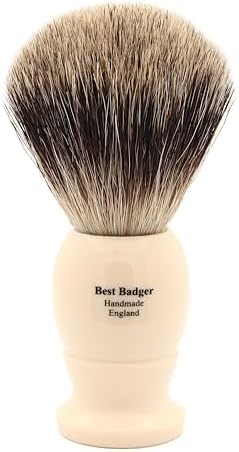 Edwin Jagger 5EJ877 Extra Large Best Badger Shaving Brush, Imitation Ivory for use with Shaving Cream or Soap for Men