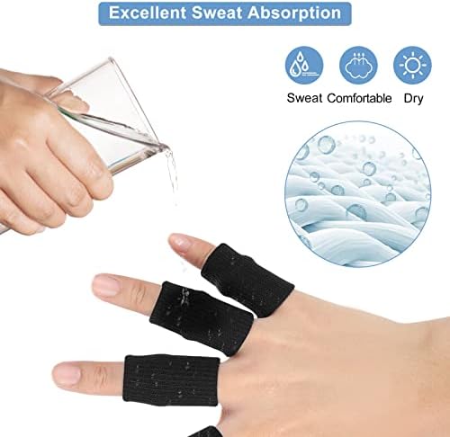 Yosoo Health Gear Finger Wraps, Finger Protector, 10Pcs Stretchy Flexible Fingers Sleeve Support Finger Protector Sports Aid Arthritis Band Wraps for Arthritis, Finger or Basketball Baseball(Black)