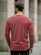 Mens Henley Long Sleeve Shirts Casual Button Up T-Shirt Lightweight Pullover Basic Tee