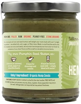 Dastony Organic Raw Hemp Seed Butter, 8 oz | Only One Ingredient | Vegan, Paleo and Keto Friendly, Non GMO, Gluten-free - Pack of 1
