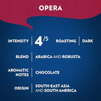 Lavazza Opera Intenso Ground Coffee 12oz Bag, Dark Roast, Bold and Balanced Taste, Intensity 4/5, Arabica and Robusta, Ideal for Drip Brewers, (Pack of 1) - Package May Vary