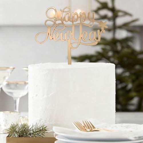 Happy New Year 2026 Cake Topper-Winter Xmas Holiday Cake Decor-Hello 2026 Hello New Year Eve Party Decorations Supplies