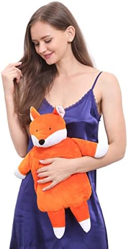 Peterpan 2 Liter Rubber Hot Water Bottle with Animal Cover, Bring a Little Comfort to Your Family This Winter with a Fox Hot Water Bottle, 65 Fl Oz Capacity, Orange