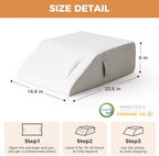 BIEEZZK Leg Pillow Elevation Blood Circulation, Leg Elevating Pillows for After Surgery, Sleeping, Memory Foam Wedge Pillow for Legs Swelling, Foot Knee Pillow for Back Pain, 23.6×16.8×8in, White/Grey