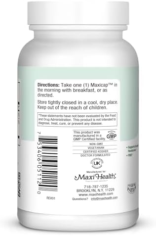 Maxi Health MAG 6 - Magnesium (as Oxide, Glycinate) with Vitamin B6 - Migraine, Muscle Cramps, Kidney Stone Support - Magnesium Supplement for Women & Men - 120 Capsules - Kosher