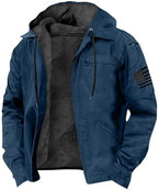 Men’S Fleece-Lined Zip Up Jackets,American Flag Print Thick Hooded Jacket Winter Athletic Coat Patriotic, S-8XL