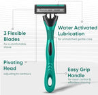 20 count Disposable Razors for Men,3-Blade Razors,Bulk Stainless Steel Shavers with Lubricating Strip for Shaving Sensitive Skin