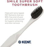 KENT Smile Extra Soft Toothbrushes for Adults with Silver Infused Triple Tipped Bristles, Soft Bristle Toothbrush for Sensitive Gum Massaging and Maximum Hygiene (White)