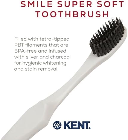 KENT Smile Extra Soft Toothbrushes for Adults with Silver Infused Triple Tipped Bristles, Soft Bristle Toothbrush for Sensitive Gum Massaging and Maximum Hygiene (White)