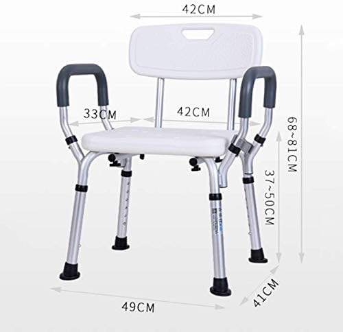 Shower Chair for Elderly Height Adjustable Shower Seat Heavy Duty Shower Assist Seniors and Disabled, with Arms and Back Non-Slip Safety Bathroom Shower Stool Load Weight 150KG,D s