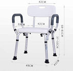 Shower Chair for Elderly Height Adjustable Shower Seat Heavy Duty Shower Assist Seniors and Disabled, with Arms and Back Non-Slip Safety Bathroom Shower Stool Load Weight 150KG,D s
