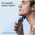 Braun Electric Shaver for Men, Series 6 6120s, Wet & Dry Shave, Turbo & Gentle Shaving Modes, with Precision Trimmer & Pouch, Blue