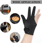 2 Pcs 3 Finger Heat Resistant Gloves for Hair Styling Heat Protector Barber Glove Mittens Professional Reusable Curling Wand Protector for Hair Dye Black