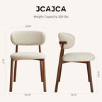 Kitchen Dining Chairs Set of 2 Modern Soft Linen Farmhouse Dining Room Chair with Metal Legs, Beige/Walnut