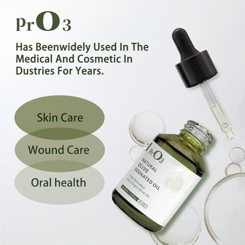 Fully Ozoneted Olive Oil-100% Pure Ozone Oil-1 OZ-Glass Dropper Bottle-Organic Natural for Skin Care Essence Oil- Rich in Reactive Oxygen.