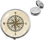 Compass Rose Pill Box Graduation Gift Compass Jewelry Traveler Gift Compass Pill Case Adventure Compass Jewellery Nautical Jewelry Travel.F275