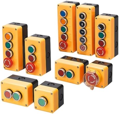 Button Switch Control Box Plastic Hand-held self-Start Button Waterproof Box Electrical Industrial Emergency Stop LA38 (Color : 3-04)
