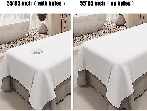 Massage Table Sheets,Massage Table Cover,Massage Linens, Massage Fitted Sheet, Massage Face Rest Cover with Hole, Sutiable for Beauty,Spa 55 * 95 in (White with Hole)