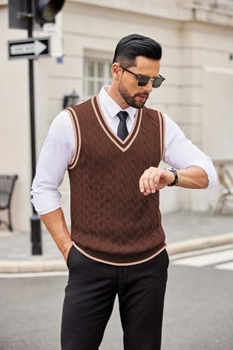 COOFANDY Sweater Vest for Men Regular Fit V Neck Sleeveless Knitted Pullovers Sweater