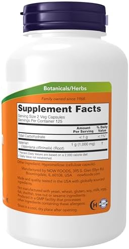 NOW Foods Supplements, Valerian Root (Valeriana officinalis) 500 mg, Herbal Supplement, 250 Veg Capsules