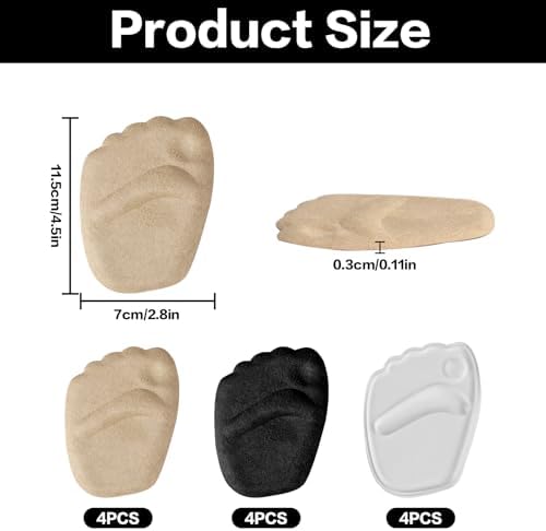 6 Pairs Metatarsal Pads for Women, Forefoot Cushion Inserts for Women Shoes, Non-Sliding Insole Pads for Open Toe Shoes, Ball of Foot Cushions, Shoe Filler, Reduce Foot Slip