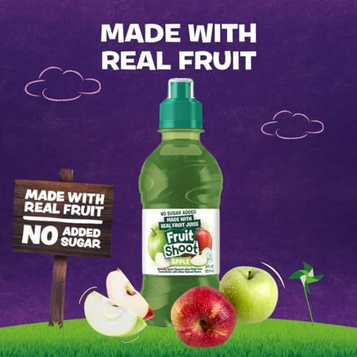 FRUIT SHOOT Apple With Real Fruit Juice - Healthy Drinks for Kids, No Added Sugar and Free From High Fructose, 8 Fl Oz Bottles (12 Pack)