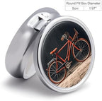 Bike Pill Box 3 Compartments Portable Travel Pill Case Mini Medicine Organizer for Pocket Purse Metal Waterproof Medicine Container Holder Vitamin Fish Oil