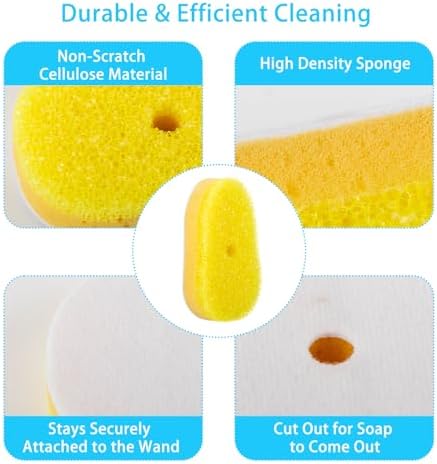 8 Packs Dish Wand Sponge Refills Compatible with Scrub Daddy - Replacement Heads, Dish Scrubber Brush for Cleaning Stuck-on Food, Sponge Replacement Heads for Kitchen Cleaning, (Only Refills)