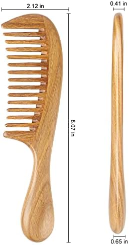 Onedor Handmade 100% Natural Green Sandalwood Hair Combs - Anti-Static Sandalwood Scent Natural Hair Detangler Wooden Comb (Wide Tooth),1 Count (Pack of 1)