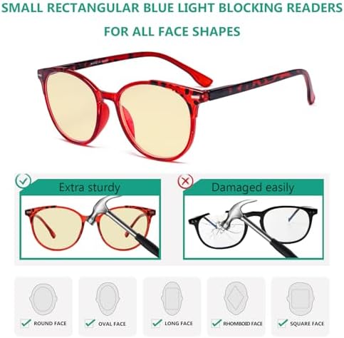 Eyekepper 12 Pack Blue Light Blocking Reading Glasses Oversized Round Pattern Yellow Tinted Computer Readers for Women +1.00