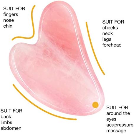 KIMANN Gua Sha Rose Quartz Face Scraping Massage Tool Jade GuaSha Stone Facial Tool for Anti Aging Face Muscle Scraper Neck Body Relaxing