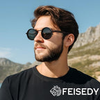 FEISEDY Adjustable Tint Sunglasses Polarized Men, 1-9 Gear Manual Dimming, Steampunk Round Metal Frame UV400 ND Filter B1400