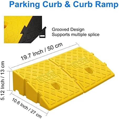 2Pack Curb Ramp, Portable Lightweight Heavy Duty Plastic Driveway Curb Ramps for Low Cars,Motorcycle Ramp,Curb Ramps (5.12 inch High)
