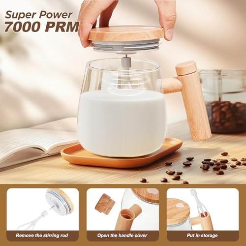 Self Stirring Mug, Electric Mixing Cup Lightweight Self Stirring Coffee Mug Electric High Speed Mixing Cup For Stir Mixed Drink Office Milk Protein for Office Home 400ml (Clear)