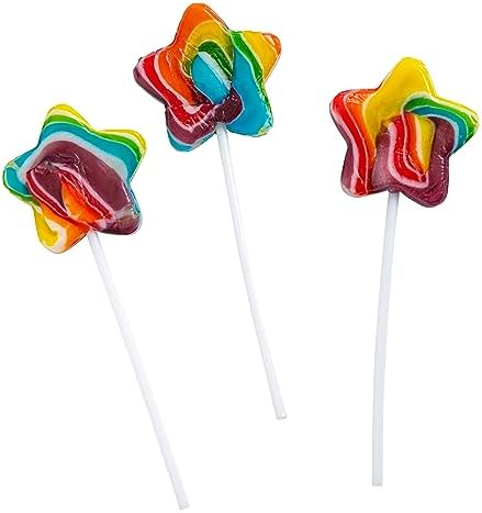 Galaxy Star Rainbow Lollipops Individually Wrapped, Bursting with Fruity Flavor, Great Swirl Lollipops for Kids Birthday Parties, Space Candy Party Favors and Cake Toppers, By 4YoreElves (Pack of 24)