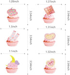 48Pcs Pajama Party Cupcake Toppers for Girls Pajama Birthday Party Decorations Sleepover Slumber Girls Night Out Party Supplies