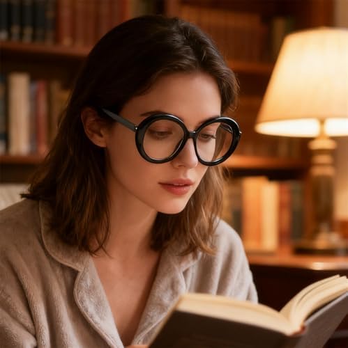 willochra Oversized Spring hinge Readers Blue Light Blocking Computer round Reading Glasses for Women Men