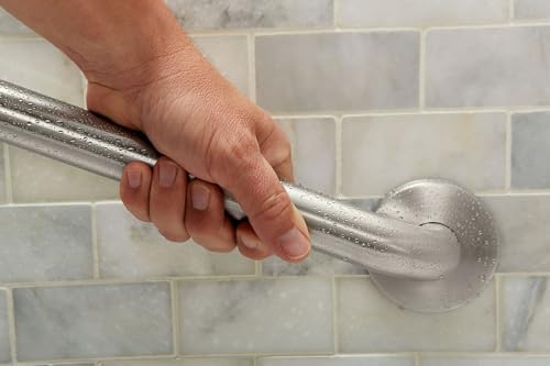 Moen Home Care Bathroom Safety 18 Inch Stainless Steel Handicap Grab Bar for Bathtub and Shower, Elderly Assistance Product with Concealed Screws, Polished Brass, 8718