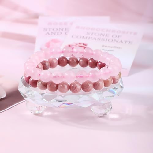 NCB 2.3-Piece 4mm Natural Crystal Gemstone Stretch Bracelets – Handmade Reiki Energy Healing Jewelry for Meditation,Yoga, Unisex