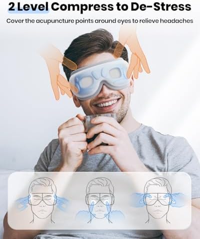 latumab Eye Massager with Heat, Heated Eye Mask with Bluetooth Music, Face Massager, Mask for Migraine & Headache Relief, Improved Sleep, Birthday Gifts for Mom Dad Women Men Her Him