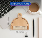 Desktop Table Dustpan and Brush Set for Home - Portable Cleaning Combo with Real Wood - Compact Brush for Sweeping